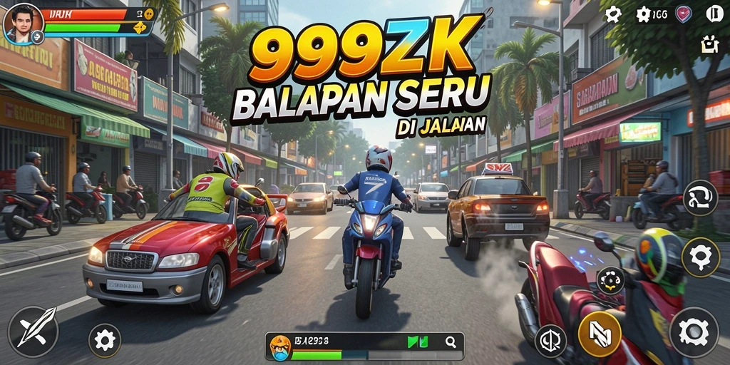 Tampilan gameplay balapan yang seru dan menantang di 999ZK.