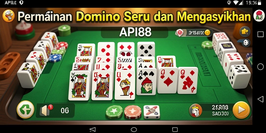 Tampilan gameplay seru dalam API88 permainan Domino.