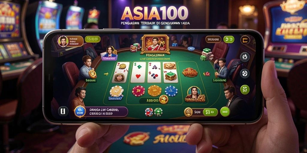 Tampilan gameplay Live Casino yang interaktif dan menarik dari ASIA100.