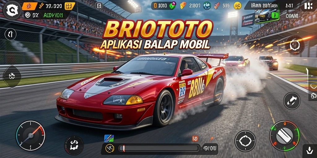 Screenshot Gameplay BRIOTOTO Menampilkan Aksi Balap Mobil