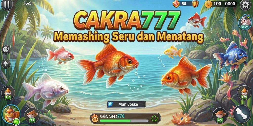 Screenshot gameplay CAKRA777 menampilkan suasana memancing yang menenangkan.