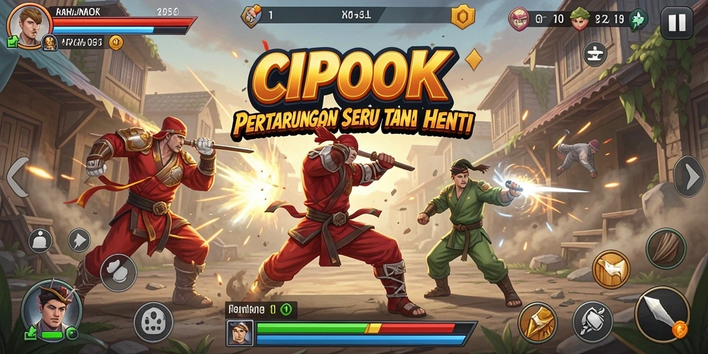 Screenshot menunjukkan aksi pertarungan seru dalam game CIPOK.