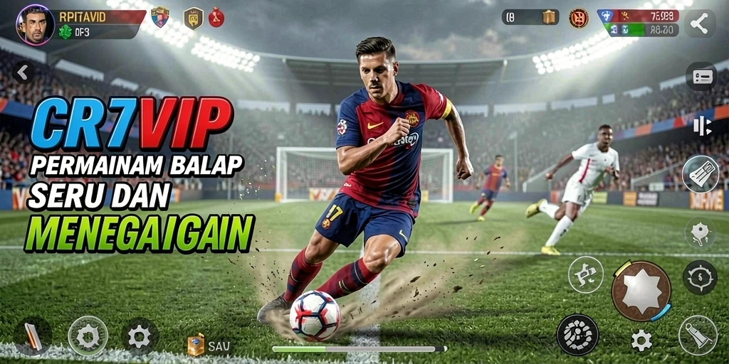 Gameplay balap intens di CR7VIP dengan mobil yang cepat dan lintasan yang menantang.