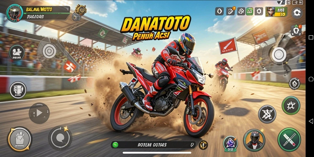 Tampilan gameplay balapan motor yang mendebarkan di DANATOTO.