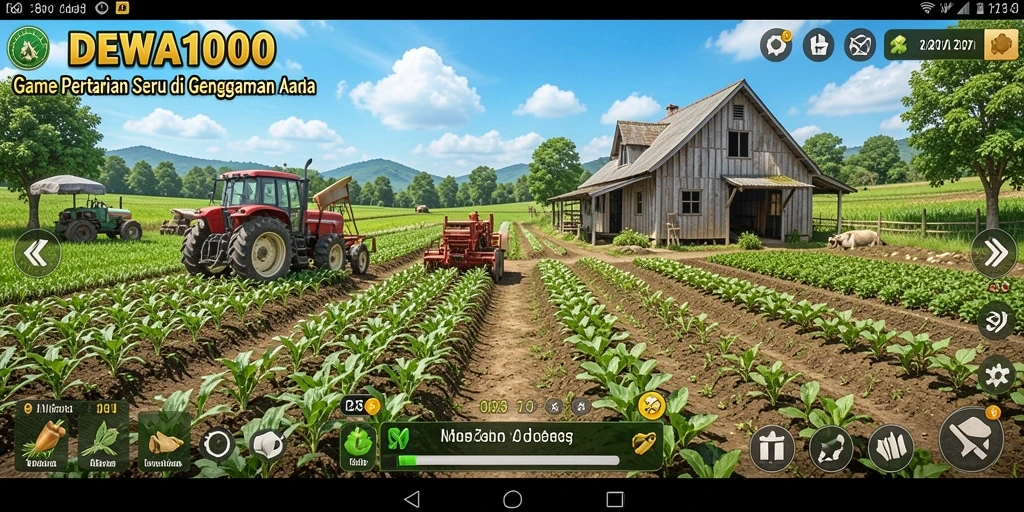 Tampilan menarik dari gameplay pertanian di DEWA1000.