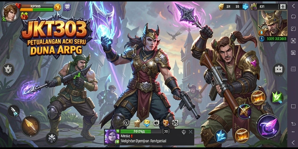Gameplay menarik dalam JKT303 dengan aksi ARPG seru.