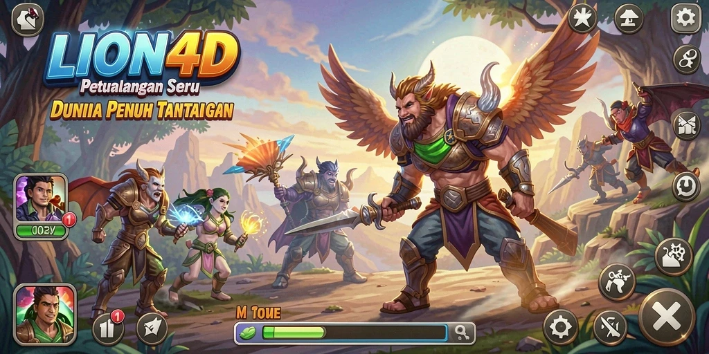 Tampilan gameplay seru LION4D dengan aksi petualangan yang mendebarkan.