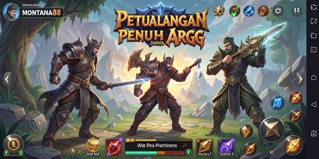 Tangkapan layar gameplay MONTANA88 menampilkan aksi pertempuran epik di dunia ARPG.