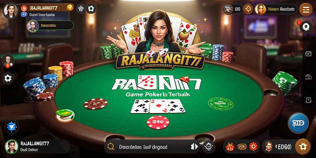 Tampilan gameplay RAJALANGIT77 dengan suasana meja Poker yang menarik.