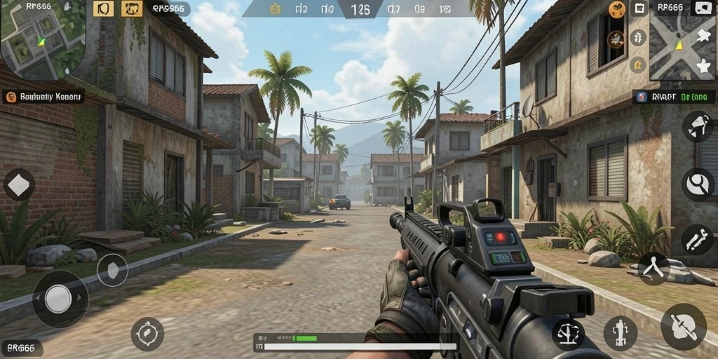 Screenshot menampilkan aksi seru gameplay RR666 dalam mode TPS.