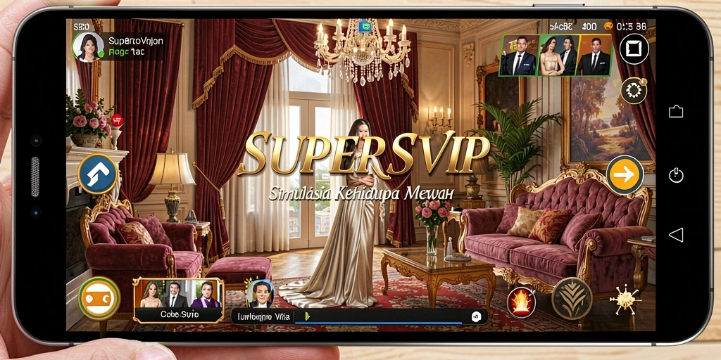 Screenshot utama SUPERSVIP menampilkan gameplay simulasi yang memukau.