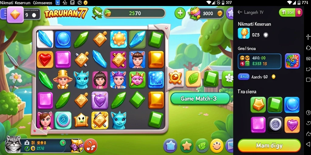 Gameplay TARUHAN77 yang seru dengan grafis match-3 menarik.