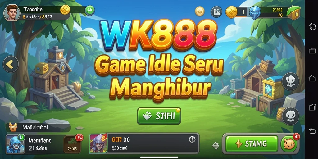 Tampilan gameplay WK888 yang menampilkan karakter mengumpulkan sumber daya.